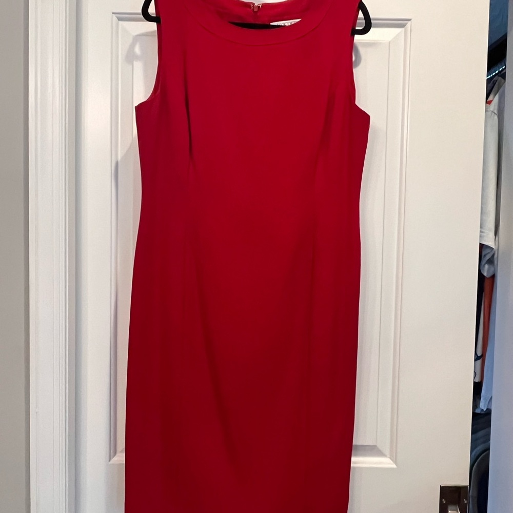 Kasper Red Sheath Midi Dress with Cowl Neck